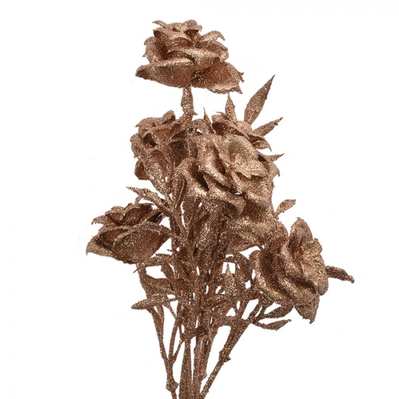 Doplňky a dekorace - Umělá květina / dekorace růže bronzová – 33 cm