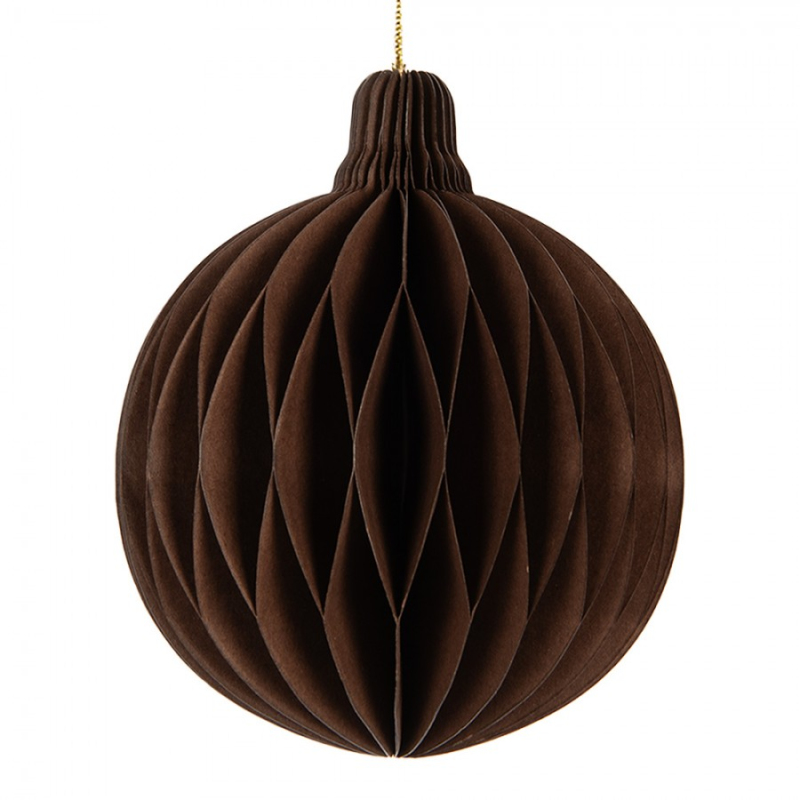 Doplňky a dekorace - Hnědá vánoční ozdoba z papíru koule Harmonic I – 10 cm