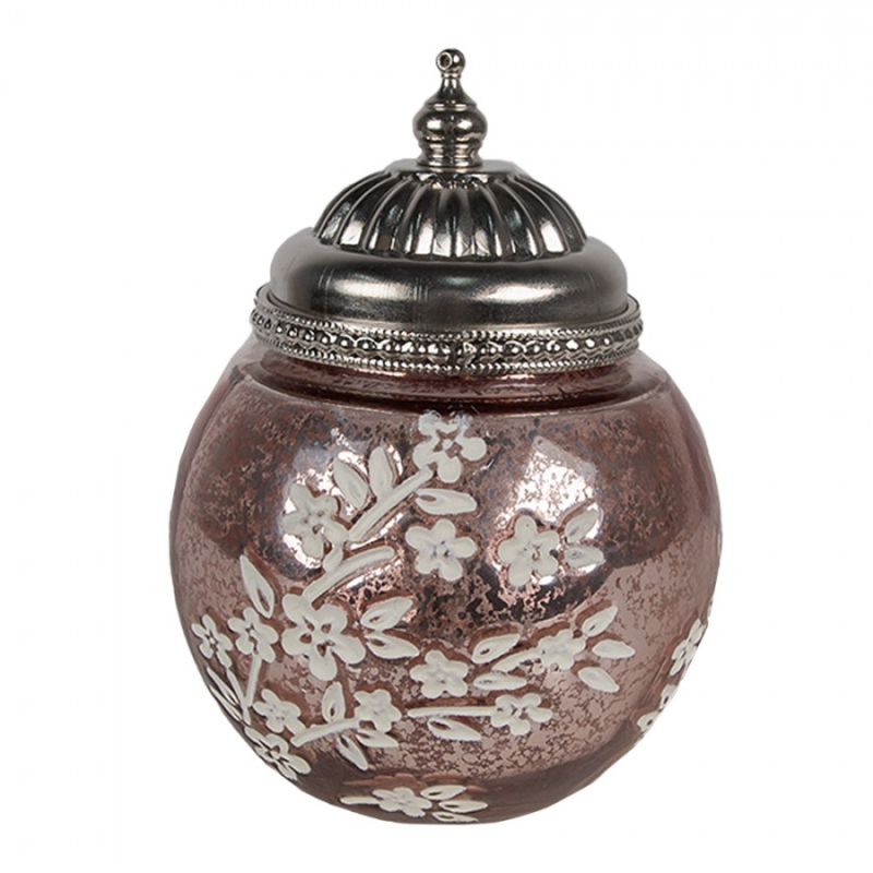 Doplňky a dekorace - Růžová lucerna s motivem květin a LED světýlkem – 11x15