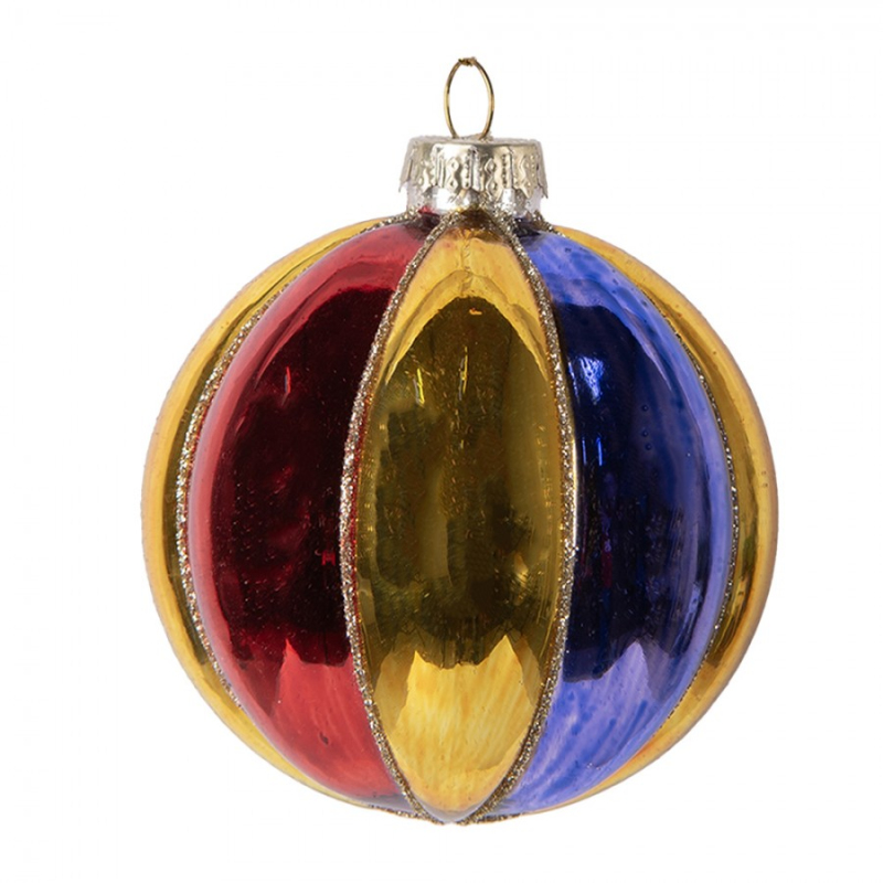 Doplňky a dekorace - Barevná skleněná vánoční ozdoba Maassask II – 8x8 cm