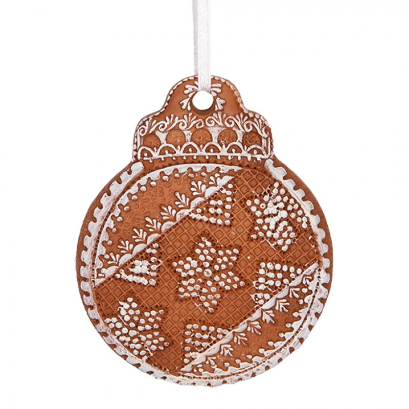 Doplňky a dekorace - Hnědá vánoční ozdoba ve stylu perníčku Met Glazuur I – 8x2x10 cm