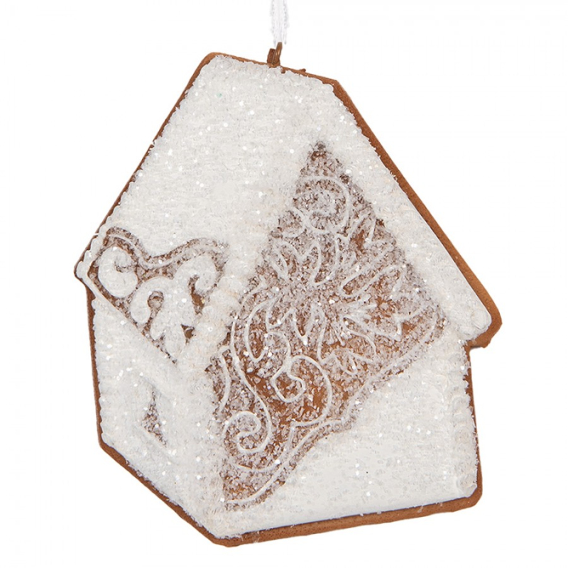 Doplňky a dekorace - Závěsná vánoční ozdoba perníkový domeček s třpytivou polevou Bevroren VIII – 9x1x10 cm