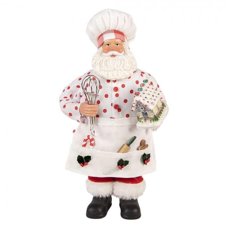 Doplňky a dekorace - Vánoční figurka Santa Claus pekař s perníkovým domečkem – 13x10x28 cm