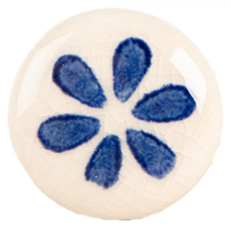 Doplňky a dekorace - Modro-bílá keramická úchytka Zesblad – 3x3 cm