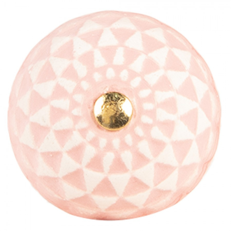 Doplňky a dekorace - Růžovo-bílá keramická úchytka Krijksa – 4x3 cm