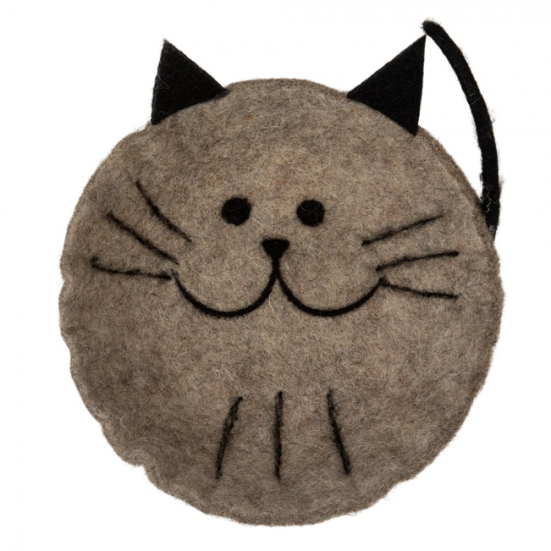 Doplňky a dekorace - Dekorativní filcová miska / tácek veselá kočička – 18x18x7 cm