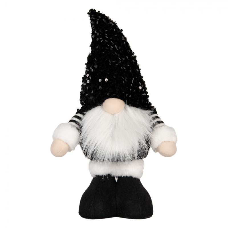 Doplňky a dekorace - Černo-bílý sklandinávský vánoční skřítek Tomte – 10x15x41 cm