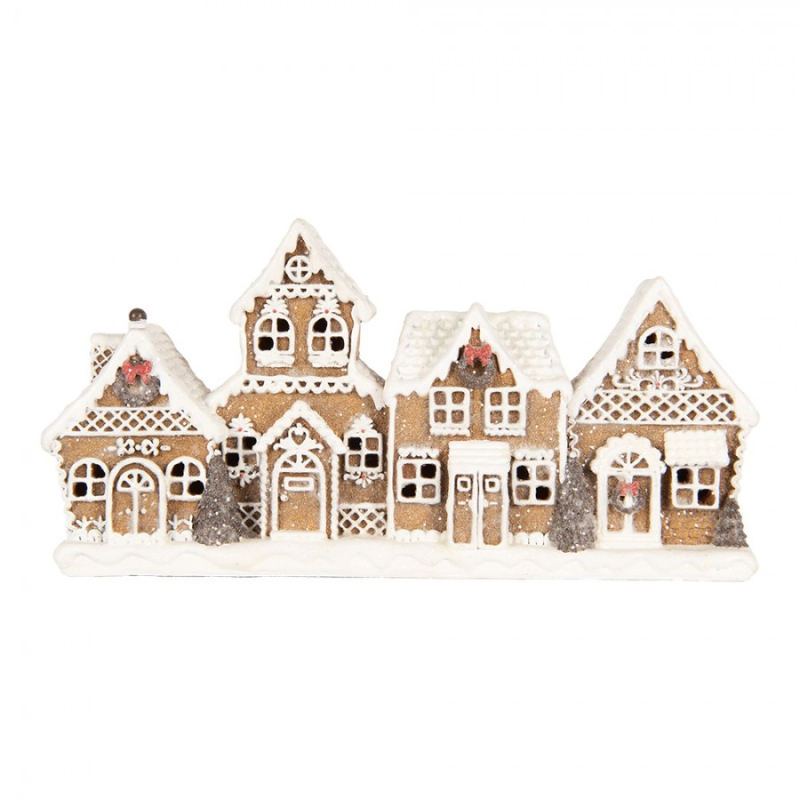Doplňky a dekorace - Hnědá vánoční dekorace perníková ulice Anijs – 25x6x13 cm