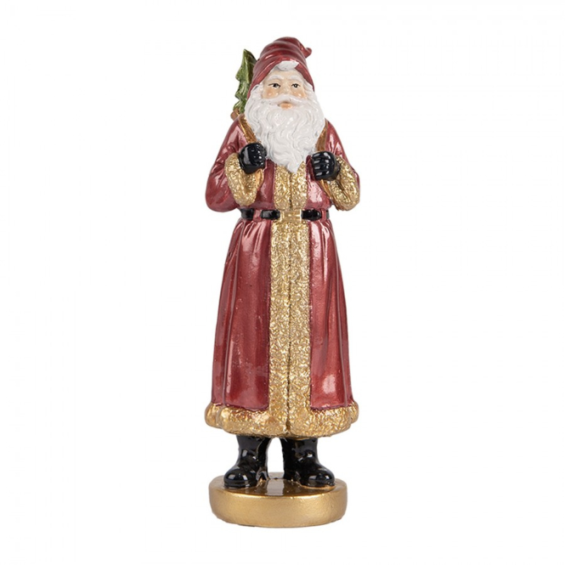 Doplňky a dekorace - Vánoční dekorační figurka Sanata Claus s nůší a vánočním stromečkem – 6x5x15 cm
