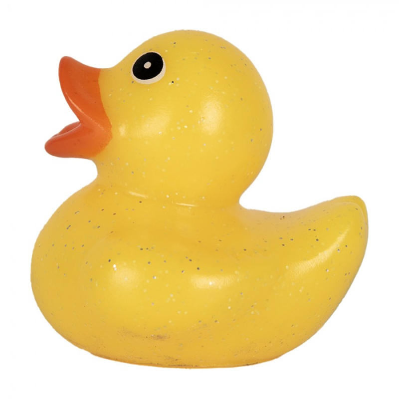 Doplňky a dekorace - Žlutá gumová koupací kachnička s třpytkami Glow Up – 6 cm