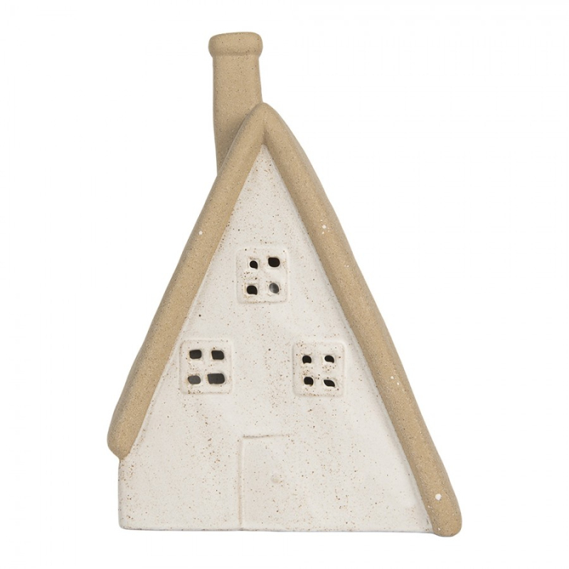 Doplňky a dekorace - Béžový keramický domeček s LED světýlkem Boekend I S – 9x7x13 cm