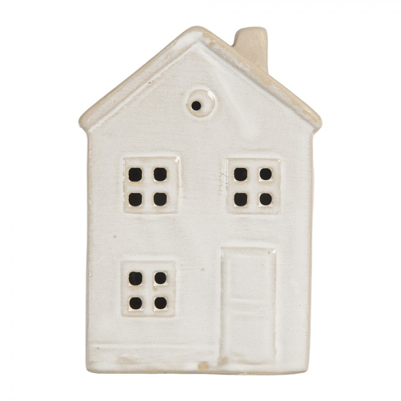 Doplňky a dekorace - Béžový keramický domeček s LED světýlkem Boekend VII – 7x4x11 cm