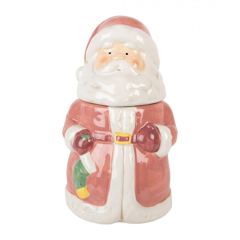 Kuchyně - Vánoční keramická nádoba na cukroví ve tvaru Santa Clause – 15x26 cm