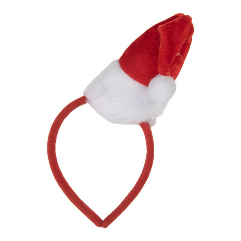 Móda a bižuterie - Vánoční veselá čelenka s červenou čepičkou Santa Claus – 27 cm