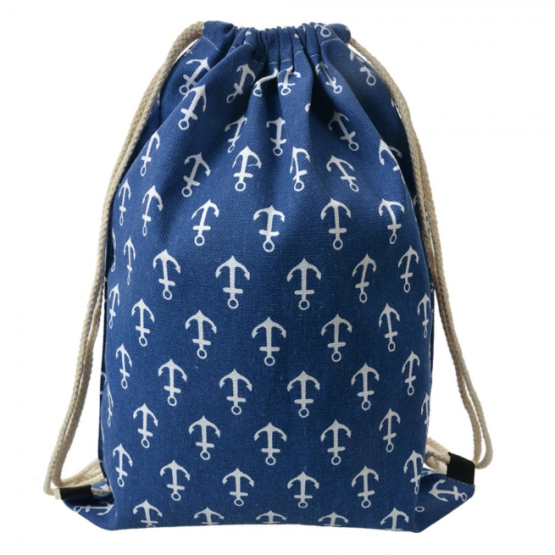 Móda a bižuterie - Modrý vak na záda / batůžek s motivem kotvy – 34x43 cm