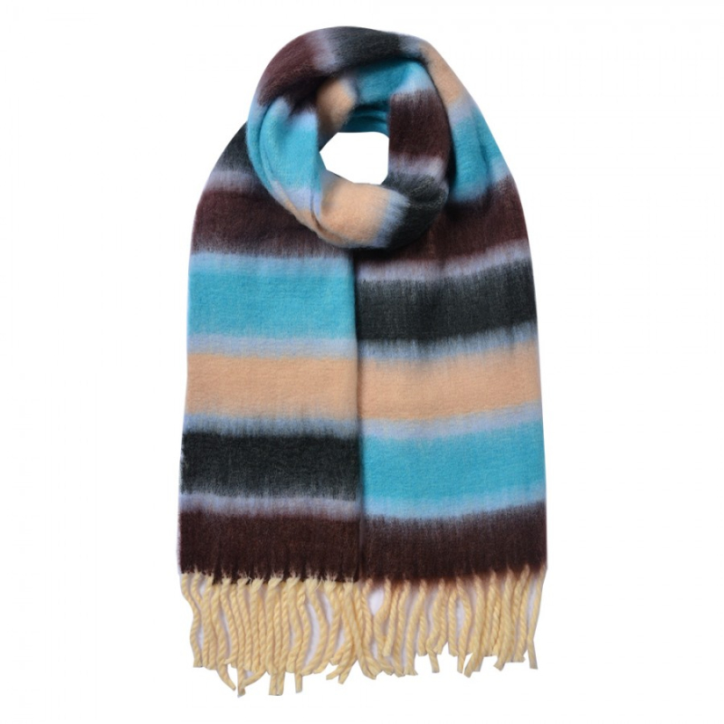 Móda a bižuterie - Modro-hnědá dámská zimní šála Snoesje – 37x210 cm