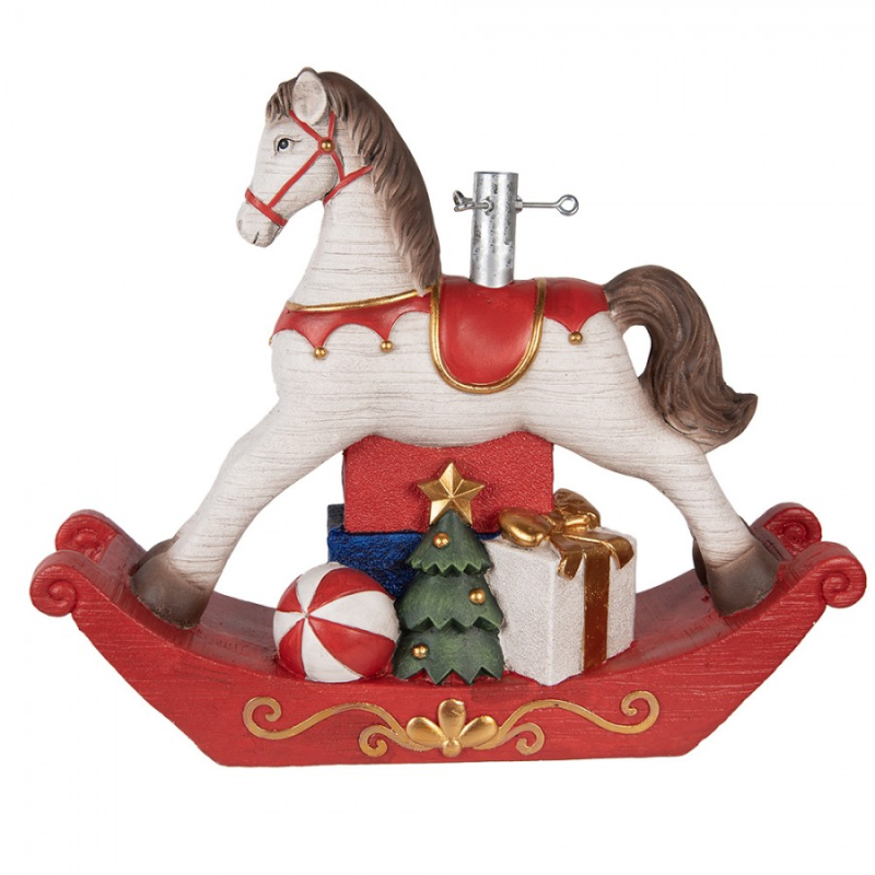 Doplňky a dekorace - Stojan na vánoční stromeček houpací koník s dárky – 73x21x61 cm