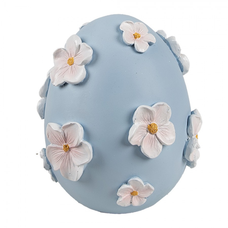 Doplňky a dekorace - Velikonoční dekorace modré vajíčko s kytičkami – 11x13 cm