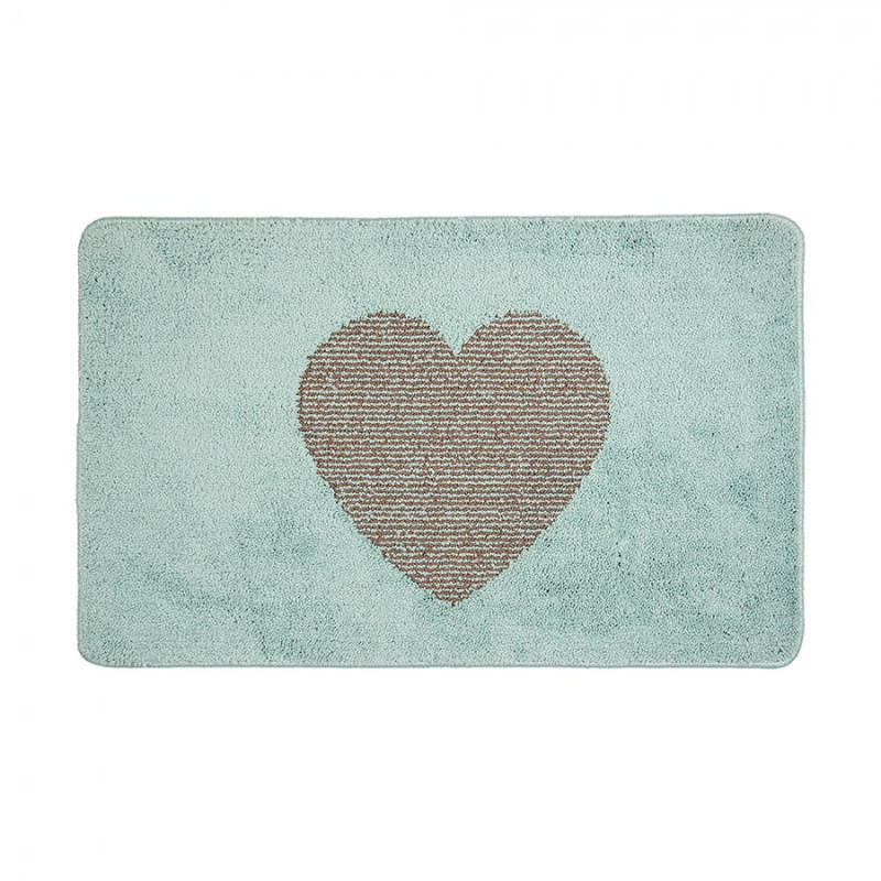 Koupelna a ložnice - Modrá koupelnová předložka se srdcem L – 78x48x1 cm