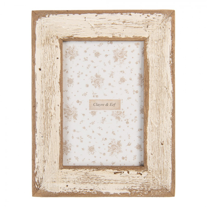 Doplňky a dekorace - Dřevěný béžový fotorámeček s patinou Erik – 16x2x21 cm na fotografii 10x15 cm