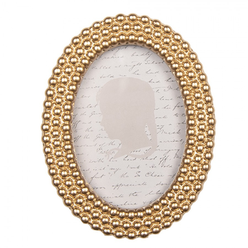 Doplňky a dekorace - Zlatý oválný fotorámeček s bublinkatou strukturou Bruisend – 8x2x11 cm na fotografii 6x9 cm