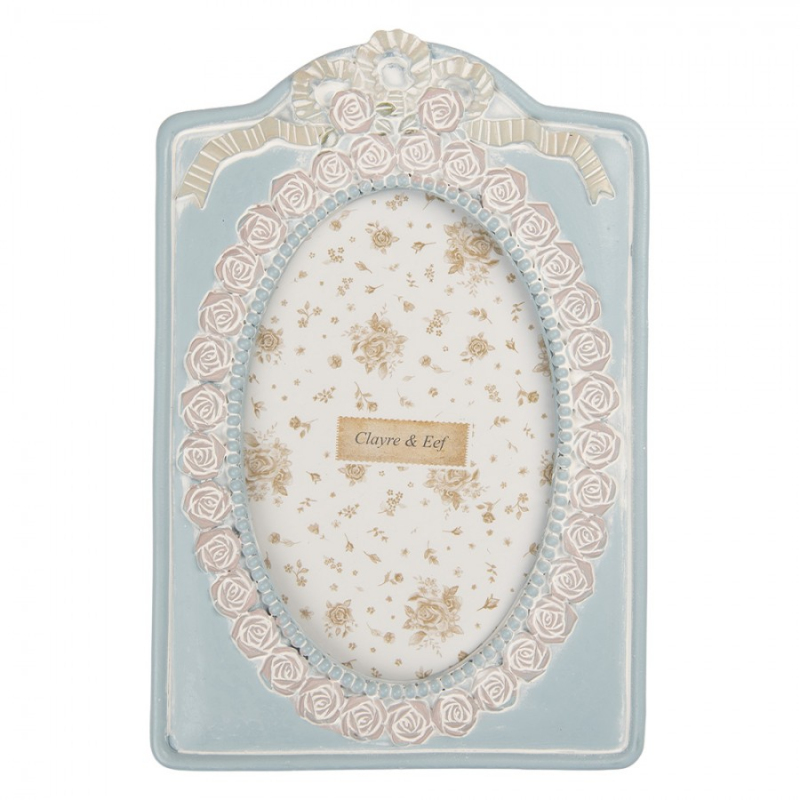 Doplňky a dekorace - Modrý fotorámeček s růžičkami Tim – 14x2x21 cm na fotografii 10x15 cm