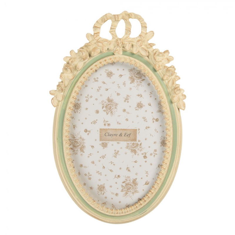 Doplňky a dekorace - Zelený oválný fotorámeček se světlým okrajem Ven – 13x3x20 cm na fotografii 10x15 cm