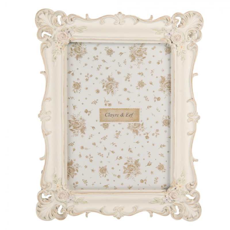 Doplňky a dekorace - Béžový fotorámeček s růžičkami v rozích Wit – 19x2x24 cm na fotografii 13x18 cm