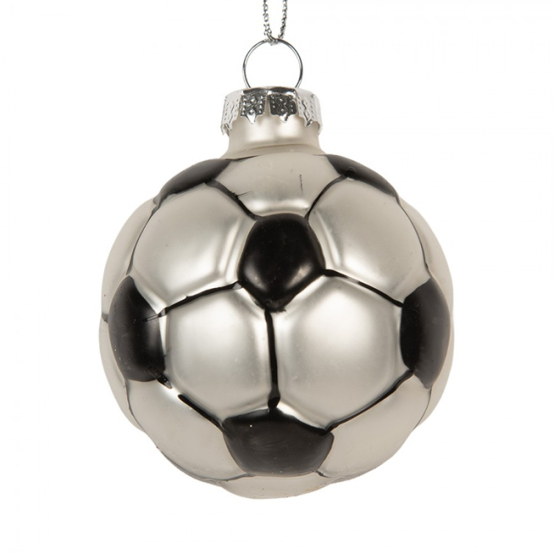 Doplňky a dekorace - Skleněná vánoční ozdoba fotbalový míč – 6x6 cm