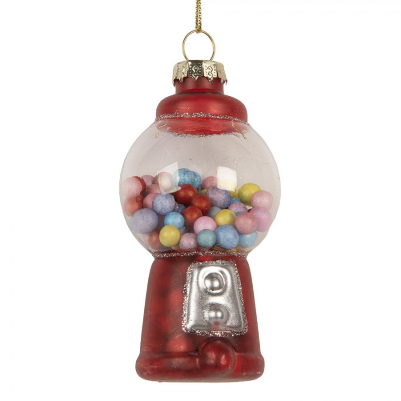 Doplňky a dekorace - Skleněná vánoční ozdoba automat na žvýkačky – 5x9 cm