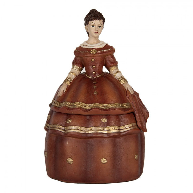 Koupelna a ložnice - Červená šperkovnice rokoková dáma s širokou sukní – 19x16x29 cm