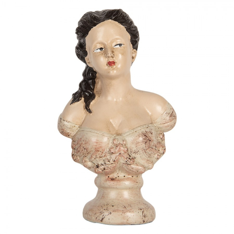 Doplňky a dekorace - Dekorační busta tmavovlasé ženy s velkým výstřihem a rudými rty Emira – 12x8x20 cm