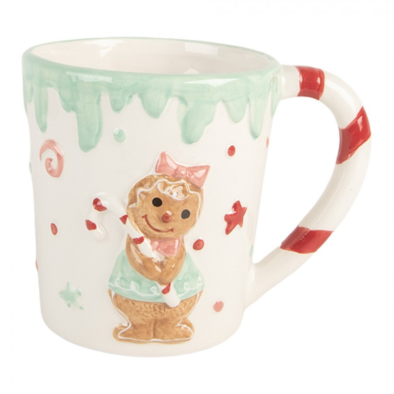 Kuchyně - Vánoční keramický hrneček s pastelovým motivem paní Perníčkové – 13x10x10 cm