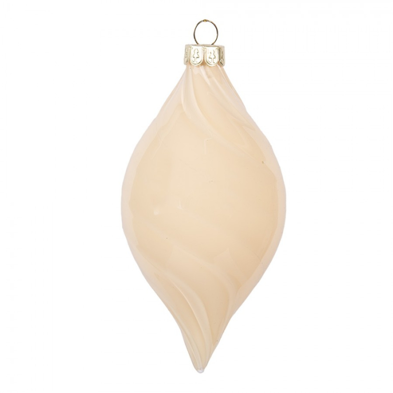 Doplňky a dekorace - Elegantní skleněná vánoční ozdoba béžová Koenjor – 7x13 cm