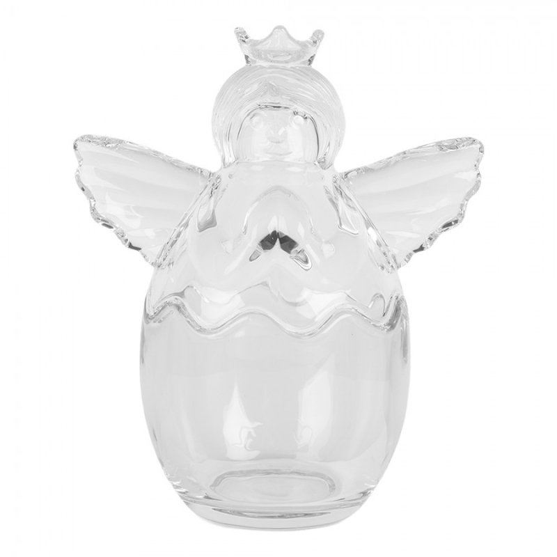 Kuchyně - Skleněná vánoční uzavíratelná nádoba ve tvaru andělíčka – 15x10x18 cm / 300 ml