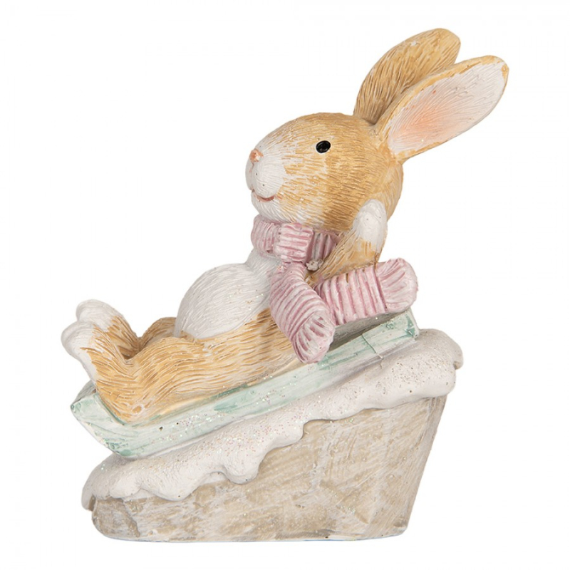 Doplňky a dekorace - Pastelová vánoční dekorace zajíček na saních – 8x6x9 cm