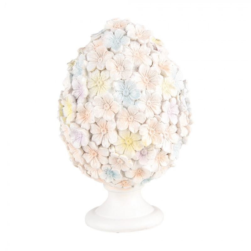 Doplňky a dekorace - Velikonoční dekorace barevné vajíčko pokryté květinami na podstavci – 12x19 cm