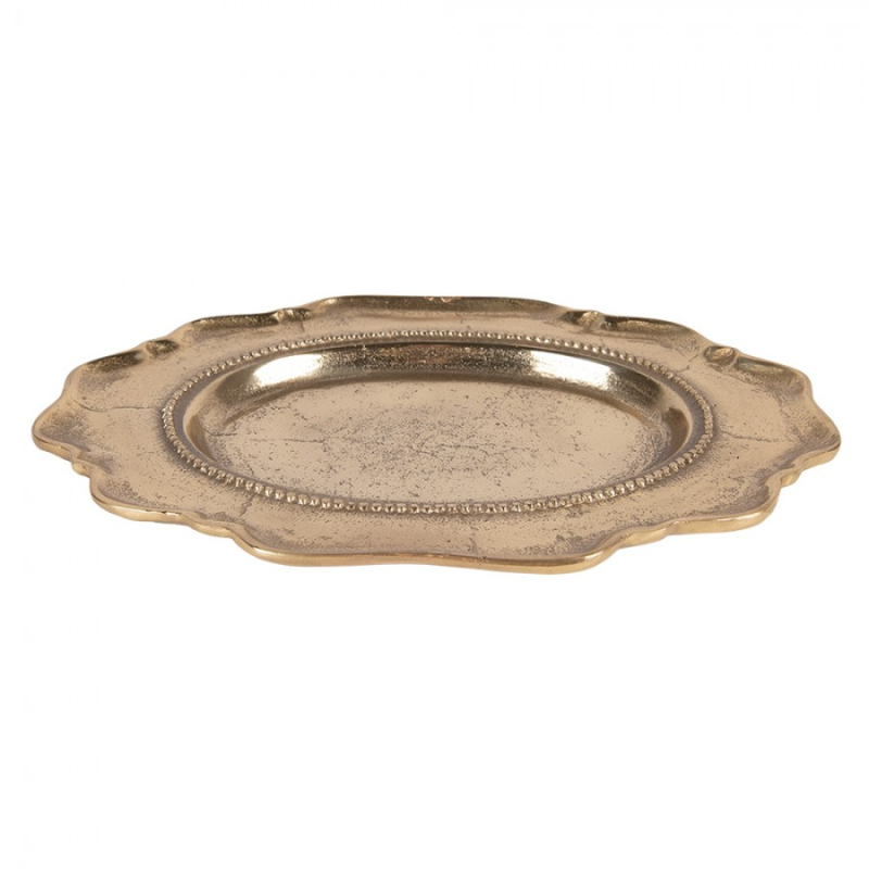 Doplňky a dekorace - Dekorační zlatý podnos / tác s vlnitým okrajem – 31x22x3 cm