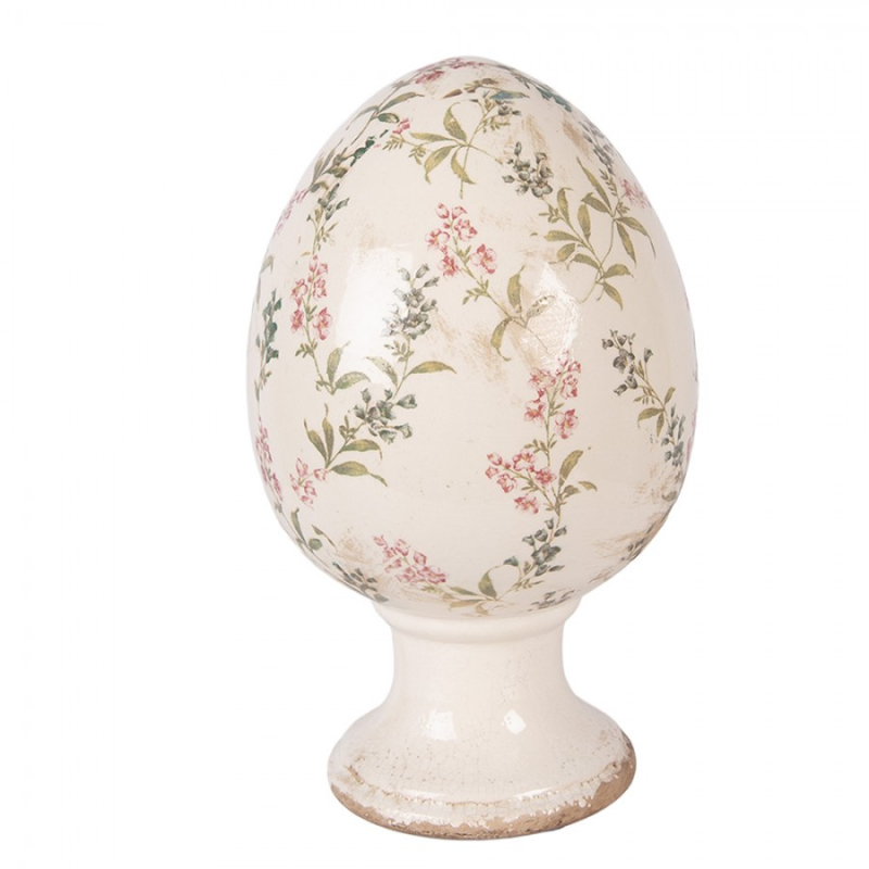 Doplňky a dekorace - Keramické vejce na podstavci s kytičkami Tilda XL – 17x28 cm