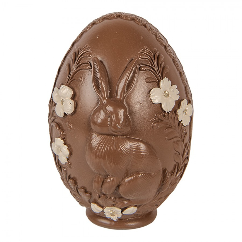 Doplňky a dekorace - Dekorace velikonoční čokoládové vajíčko s králíčkem a květy Zoete Pasen I – 9x13 cm