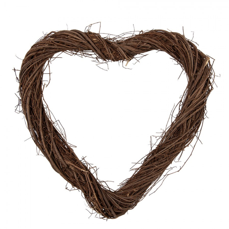 Doplňky a dekorace - Hnědý ratanový věnec ve tvaru srdce Riet M – 40x40x4 cm