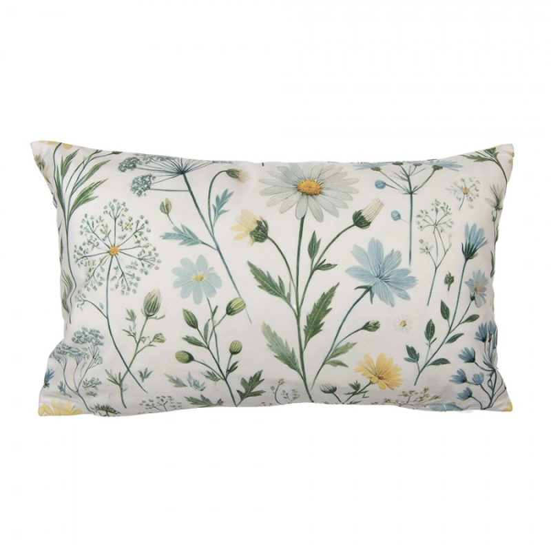 Textil - Obdélníkový povlak na polštář s modro-žlutým motivem lučních květin polyester – 35x50 cm