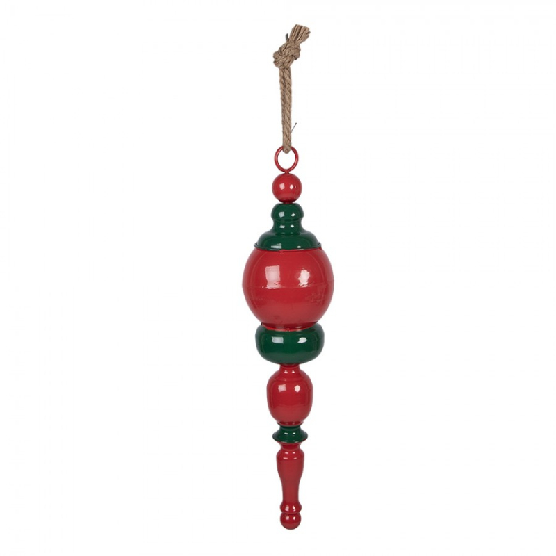 Doplňky a dekorace - Velká závěsná vánoční ozdoba červeno-zelená špička – 12x52 cm