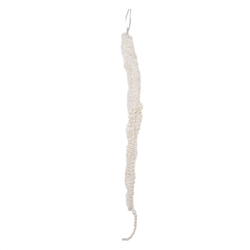 Doplňky a dekorace - Závěsná vánoční ozdoba perličkový rampouch – 50 cm