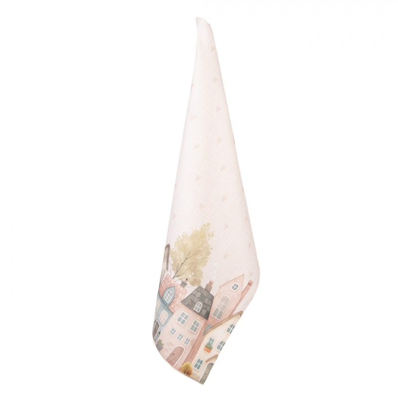 Textil - Bavlněná utěrka se srdcem a domečky Home Sweet Home – 50x70 cm