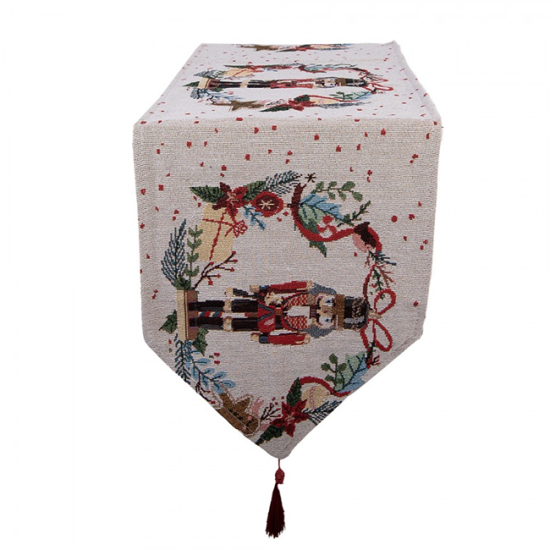 Textil - Vánoční běhoun na stůl s Louskáčkem a střapcem – 33x180 cm