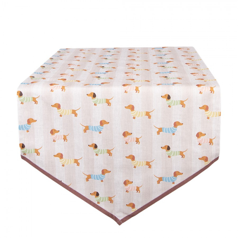 Textil - Bavlněný běhoun na stůl s jezevčíky v pyžamu Pastel Puppies – 50x160 cm