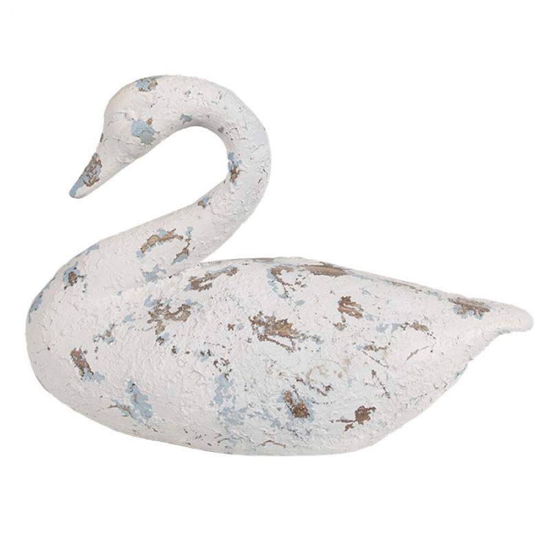 Doplňky a dekorace - Dekorace labuť modro-šedá s patinou – 32x14x22 cm
