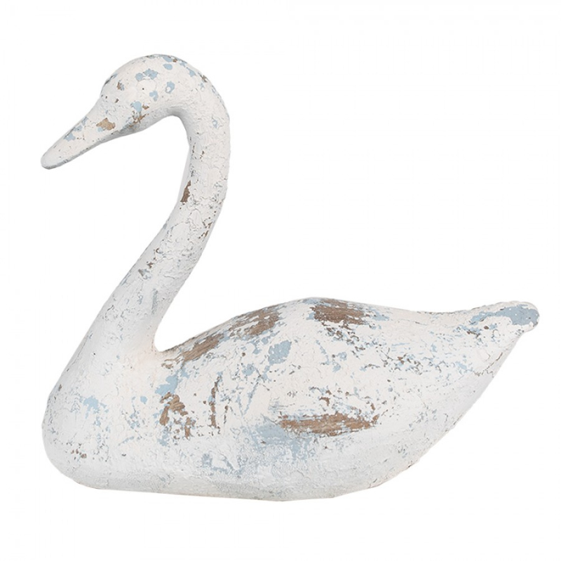 Doplňky a dekorace - Dekorace labuť modro-šedá s patinou – 33x16x28 cm