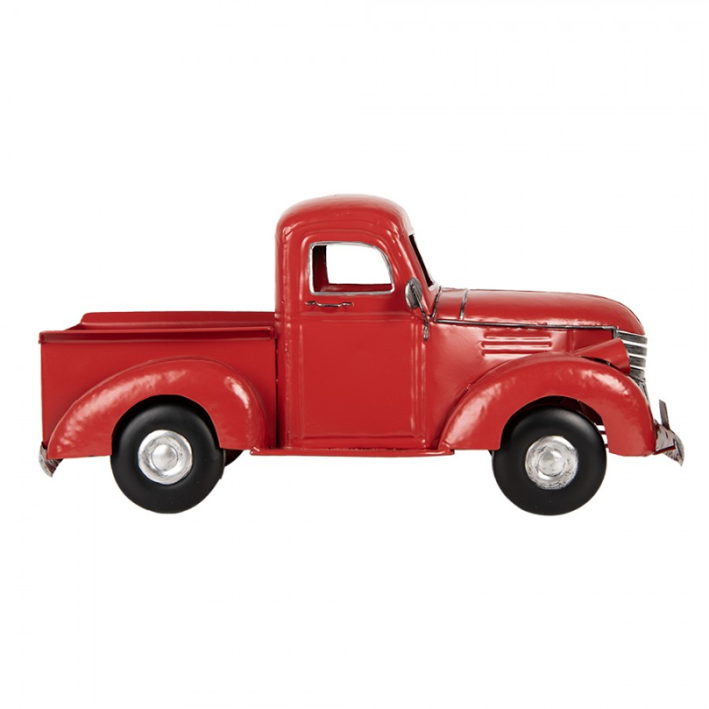 Doplňky a dekorace - Kovová dekorace červené auto pick-up – 45x22x21 cm